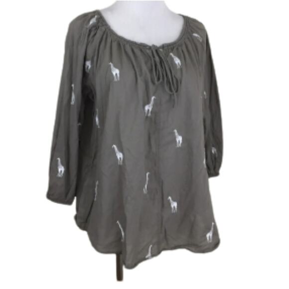 Ann Taylor LOFT Giraffe Embroidered Peasant Top NWOT - Picture 10 of 10